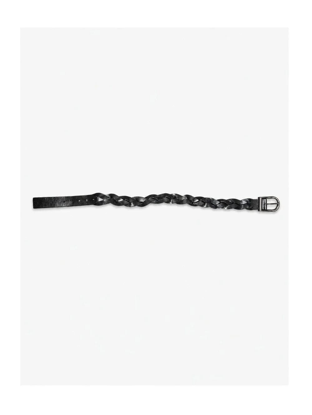FENDI | Vintage Black Braided Leather Belt Gunmetal Buckle IT 70 / US 28